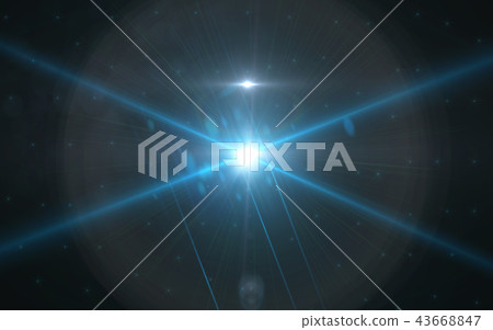 Anamorphic blue lens flare isolated on black 43668847