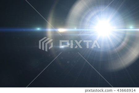 Anamorphic blue lens flare isolated on black Anamorphic blue lens flare isolated on black 43668914