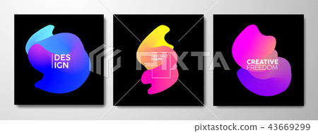 Abstract gradient shape set in bright neon color Abstract gradient shape set in bright neon color 43669299