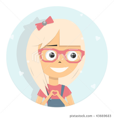 Girl making heart shape with hands. 43669683