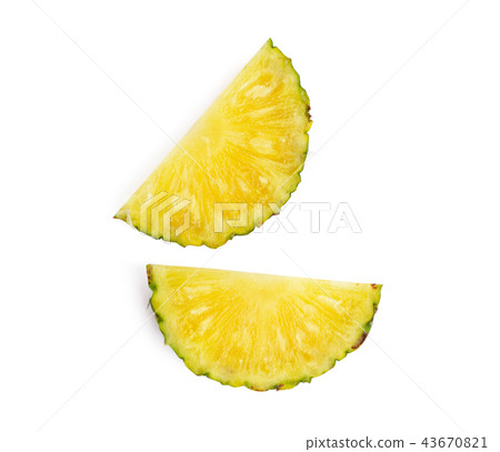 Fresh pineapple slices on white background. Fresh pineapple slices on white background. 43670821