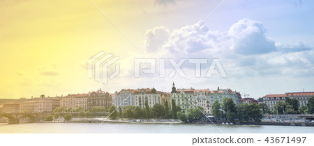 PRAGUE - July 18, 2018: Panorama of Prague  43671497