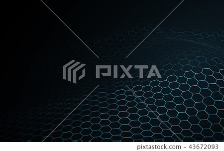 Blue wave surface blockchain technology abstract Blue wave surface blockchain technology abstract 43672093