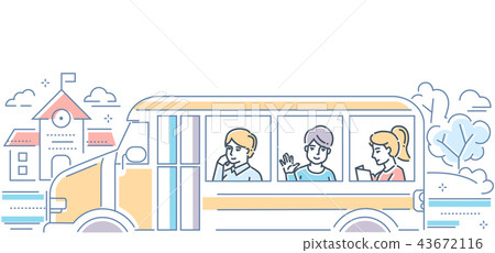School Bus - modern colorful line design style illustration 43672116