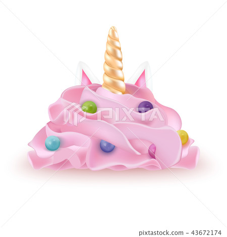 Whipped cream with colourful realistic pearls  43672174