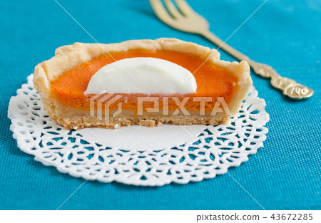 Bright pumpkin tart, flan, in the context of cream 43672285