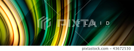 Wave fluid flowing colors motion effect, holographic abstract background. Vector illustration 43672530
