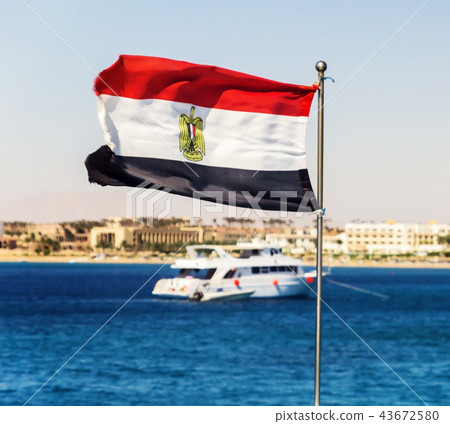 The flag of Egypt evolves against the backdrop of The flag of Egypt evolves against the backdrop of 43672580