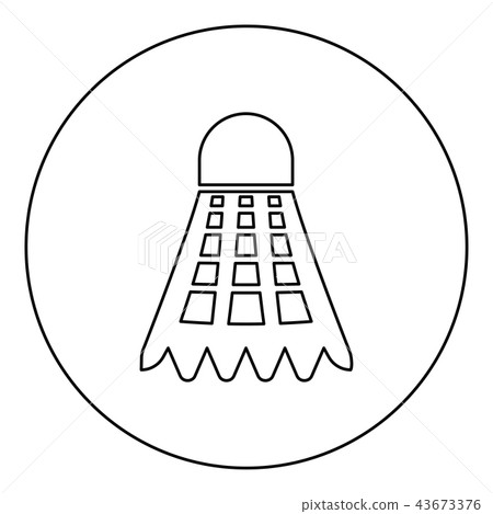 Shuttlecock icon black color in round circle Shuttlecock icon black color in round circle 43673376