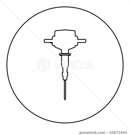 Jackhammer icon black color in round 43673444