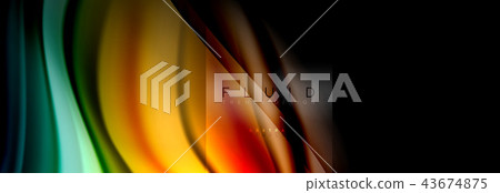 Rainbow fluid abstract shapes, liquid colors design, colorful marble or plastic wavy texture 43674875