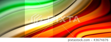 Rainbow fluid abstract shapes, liquid colors design, colorful marble or plastic wavy texture 43674876