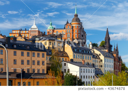 Stockholm. Houses on the waterfront. 43674878