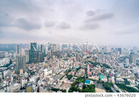 東京陰天鳥瞰城市景觀 43676020
