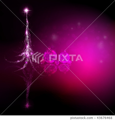 Christmas composition with silhouette of abstract Christmas tree and glass Christmas balls. 43676468