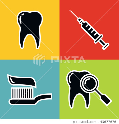 Dentistry medical black icons with white stroke 43677676