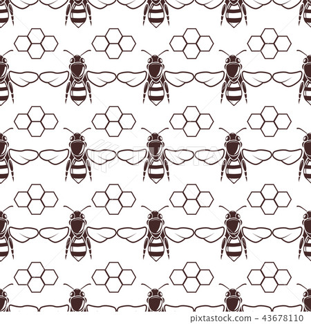 Bee and honey vector seamless background - Stock Illustration [43678110 ...