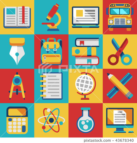 School and college education modern flat icons 43678340