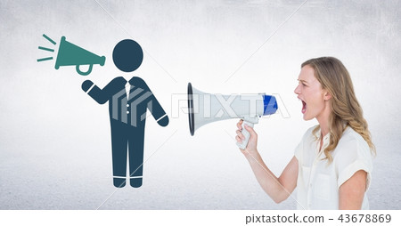 Business person with speaker and woman 43678869