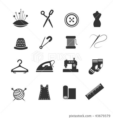 Sewing fashion needlework tailor vector icons - Stock Illustration ...