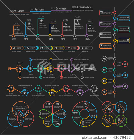 Business infographic elements collection vector timelines and charts for presentation booklet Business infographic elements collection vector timelines and charts for presentation booklet 43679432