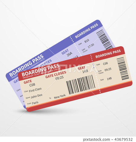 Airline boarding pass tickets vector travel journey concept 43679532