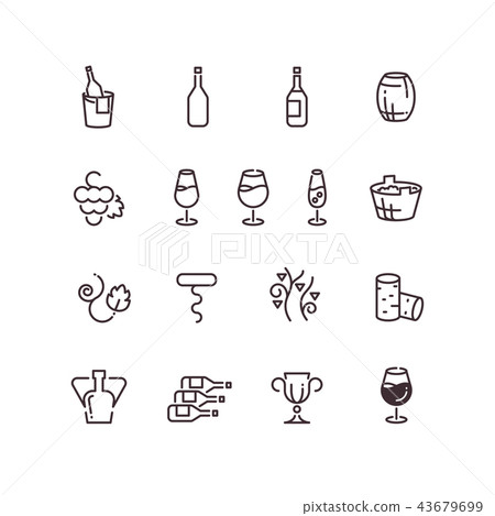 Wine sommelier winery thin line vector icons - Stock Illustration ...