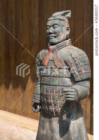 Terracotta army soldier statue replica in a street of Anren Terracotta army soldier statue replica in a street of Anren 43680017