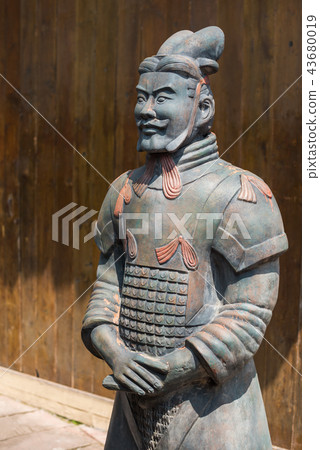 Terracotta army soldier statue replica in a street of Anren 43680019