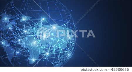 Global network connection. World map point Global network connection. World map point 43680656