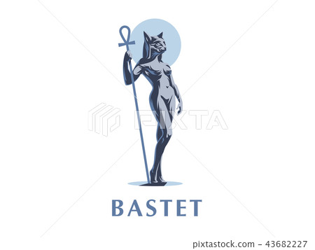 Egyptian goddess Bastet. Vector illustration. 43682227