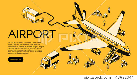 Airplane in airport vector halftone illustration Airplane in airport vector halftone illustration 43682344