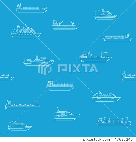 Seamless background of cargo and passengers ships. Seamless background of cargo and passengers ships. 43683246