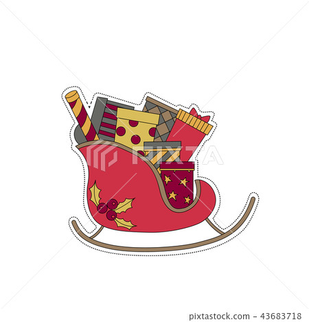 Christmas sleigh with gift box. 43683718