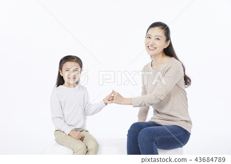 家庭，母親，女兒，韓國人 43684789