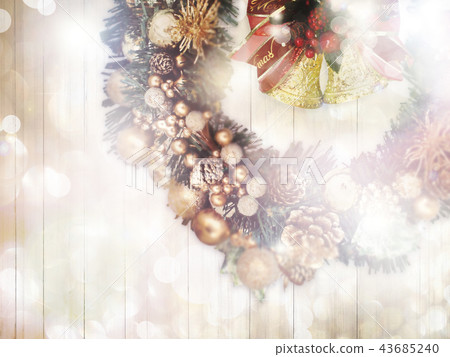 Background-Christmas-Gold-Glitter-Wreath-Bell - Stock Illustration