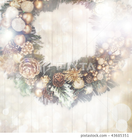 Background-Christmas-Gold-Glitter-Wreath-Bell - Stock Illustration