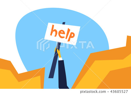 human hand holding help placard mountain cliff abyss business salvation crisis hard working human hand holding help placard mountain cliff abyss business salvation crisis hard working 43685527