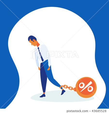 businessman pulling chain bound leg credit debt percent bomb finance crisis problem solution concept businessman pulling chain bound leg credit debt percent bomb finance crisis problem solution concept 43685528