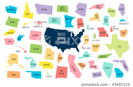 USA map with separated states USA map with separated states 43685529