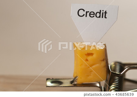"Credit" sign on a cheese in mouse trap "Credit" sign on a cheese in mouse trap 43685639