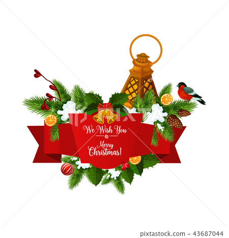 Christmas tree garland with ribbon banner 43687044