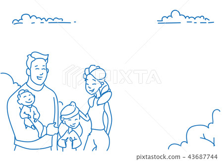 father mother two children baby son daughter happy family concept sketch doodle hand drawn portrait father mother two children baby son daughter happy family concept sketch doodle hand drawn portrait 43687744