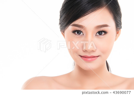 Beautiful Young Asian Woman with Clean Fresh Skin Beautiful Young Asian Woman with Clean Fresh Skin 43690077