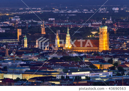 Night aerial view of Munich, Germany 43690563