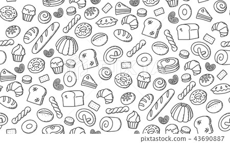 Seamless pattern background Bakery kids drawing 43690887
