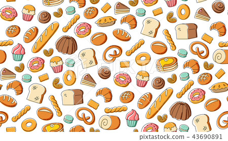 Seamless pattern background Bakery kids drawing - Stock Illustration ...