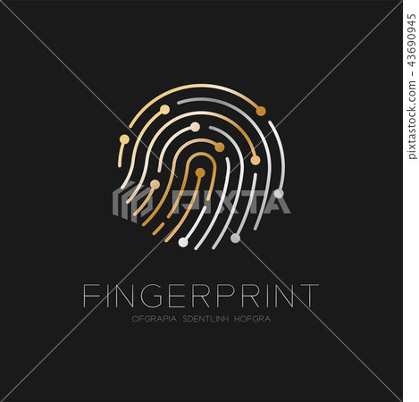 Fingerprint scan logo icon dash line design Fingerprint scan logo icon dash line design 43690945