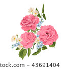 Flower pink rose, green leaves. Wedding concept.  43691404