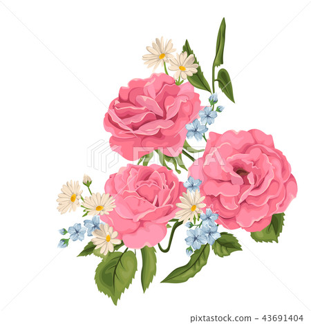 Flower pink rose, green leaves. Wedding concept. Flower pink rose, green leaves. Wedding concept. 43691404